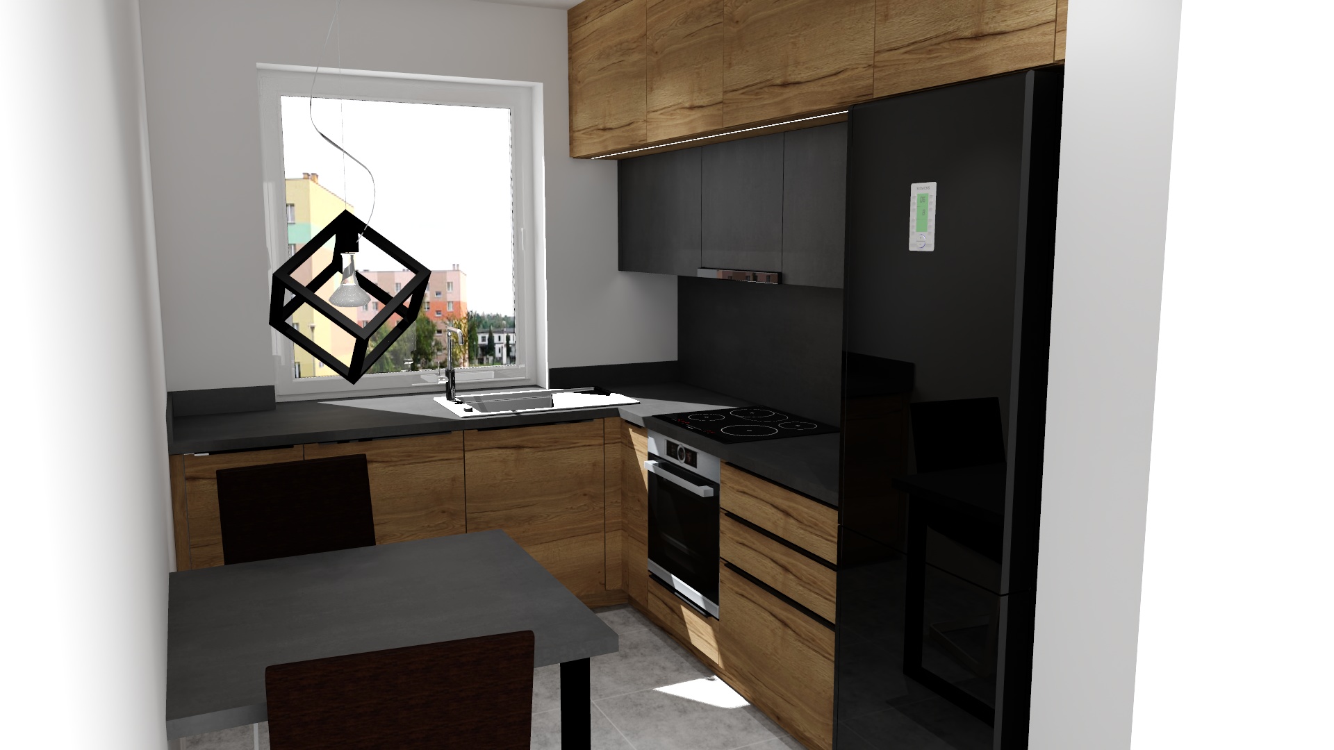 projekt, wizualizacja, pro100, render, kuchnia na wymiar